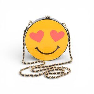 BNWT Iconic Heart Eye Smiley Face Acrylic Clutch Swing Bag Novelty Clutch Bag